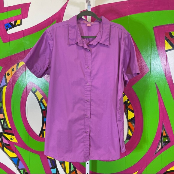 Woman Within, Mauve Basic Button Down Shirt. Size 1X(22-24). Excellent condition - Picture 1 of 5